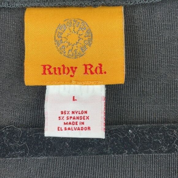 Ruby Rd.  Black V-neck liquid knit top. Large - Picture 4 of 6